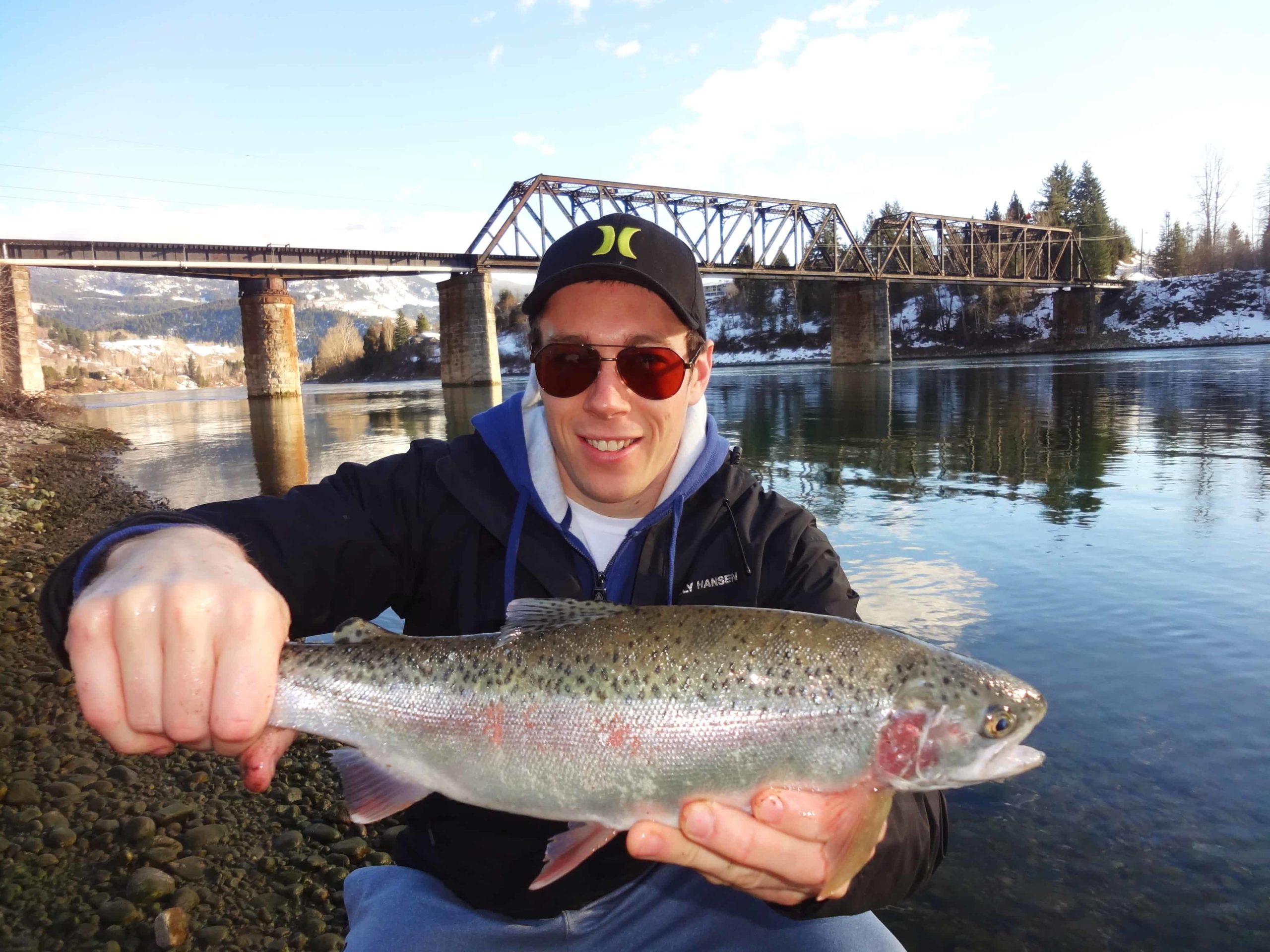 Winter Fishing for Rainbow Trout on the Columbia River, Castlegar BC